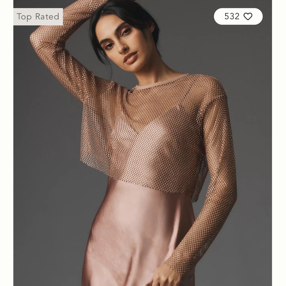 DOLAN Mesh Slip Twofer Midi Dress -Anthropologie